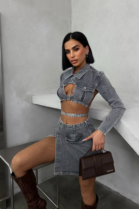 Komplet DENIMOLZA, Kolor : grafitowy, IVET.PL - Modna odzież