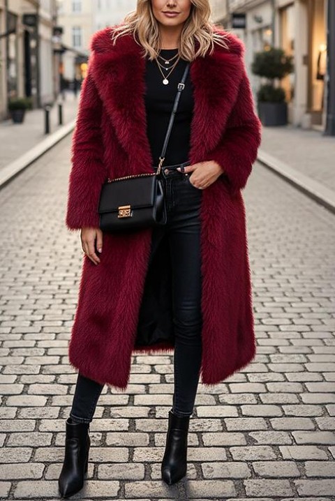 Płaszcz DIVELZA, Kolor : bordowy, IVET.PL - Modna odzież