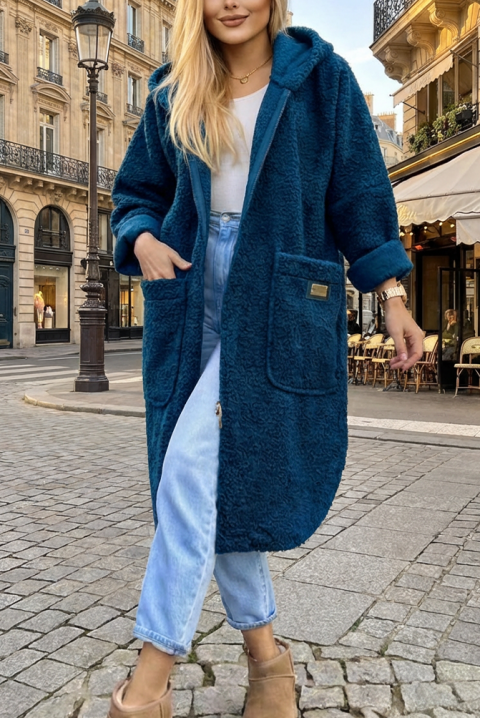 Płaszcz ZLOVERDA PETROL, Kolor : petrol, IVET.PL - Modna odzież