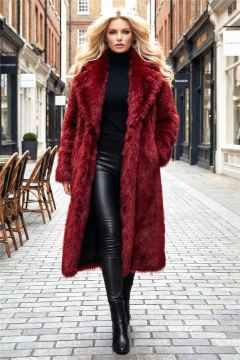 Płaszcz DIVELZA, Kolor : bordowy, IVET.PL - Modna odzież