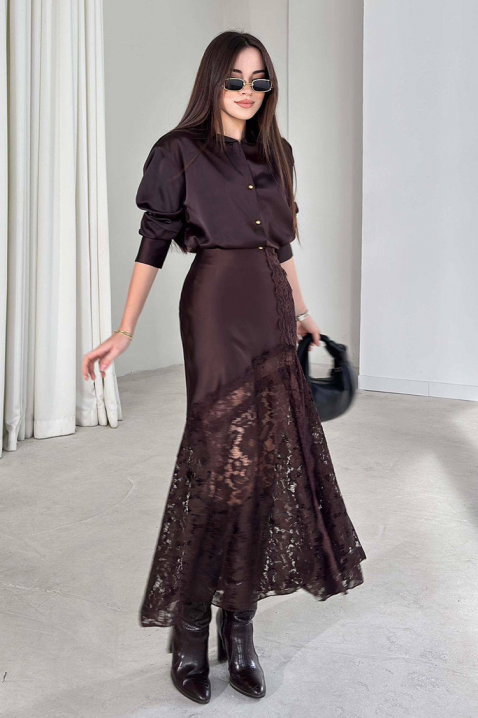 Spódnica DANZOLA BROWN, Kolor : brązowy, IVET.PL - Modna odzież