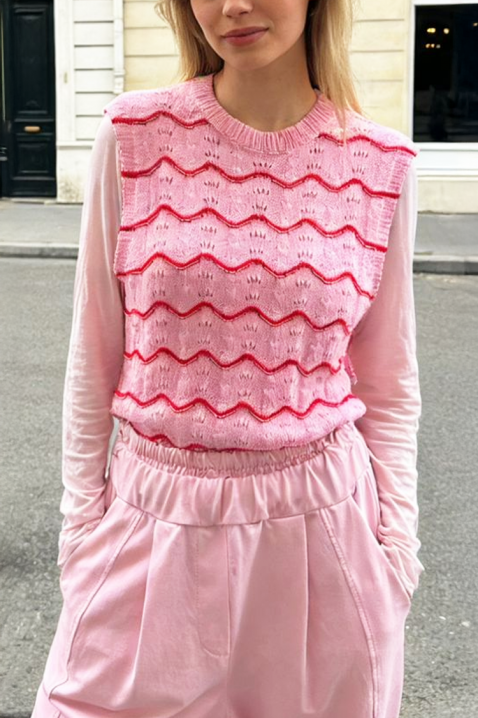 Kamizelka sweterkowa DEANESA PINK, Kolor : różowy, IVET.PL - Modna odzież