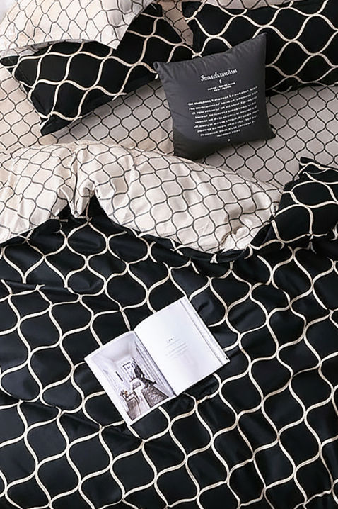 Komplet pościeli MIOXEJA 160x200 cm bawłena - 4 elementy, Kolor : czarny, IVET.PL - Modna odzież