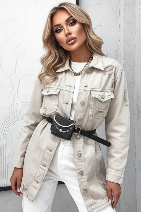 Kurtka jeansowa REPOLFA, Kolor : ecru, IVET.PL - Modna odzież