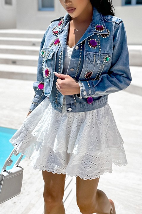 Kurtka jeansowa VELSONFA PINK, Kolor : chabrowy, IVET.PL - Modna odzież