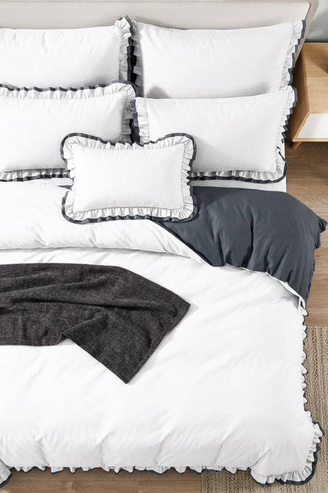 Komplet pościeli MELIOPA 160x200 cm bawełna - 3 elementy, Kolor : biały, IVET.PL - Modna odzież