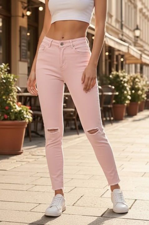 Jeansy ROZALIANDA, Kolor : pudrowy róż, IVET.PL - Modna odzież