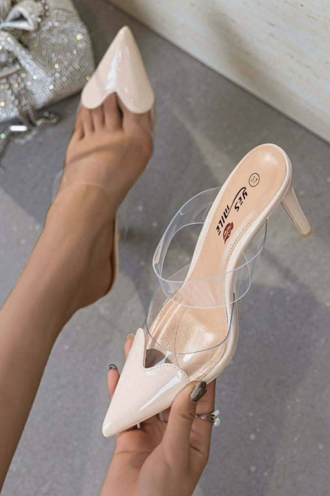 Klapki na szpilce VLORZELA PUDRA, Kolor : pudrowy róż, IVET.PL - Modna odzież