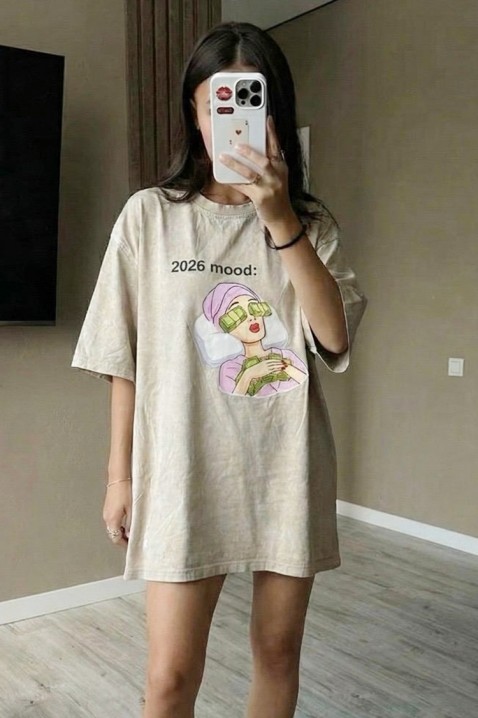 Koszulka OVELANZA BEIGE, Kolor :  beżowy, IVET.PL - Modna odzież