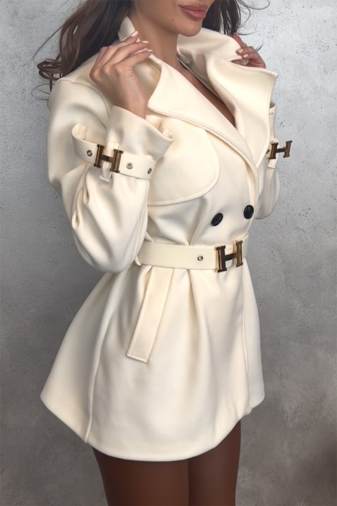 Trencz ZANDELA WHITE, Kolor : ecru, IVET.PL - Modna odzież