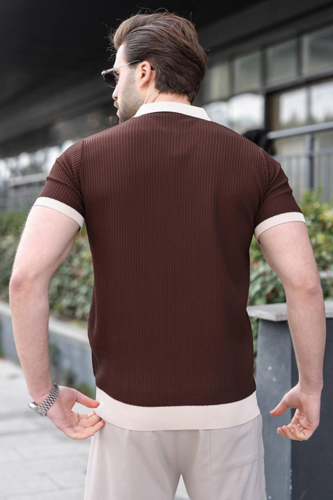 Polo męskie RONELMO BROWN, Kolor : brązowy, IVET.PL - Modna odzież