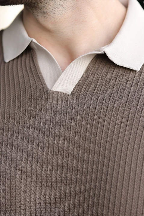 Polo męskie RONELMO MOCHA, Kolor : mocca, IVET.PL - Modna odzież