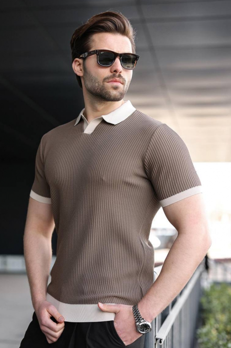 Polo męskie RONELMO MOCHA, Kolor : mocca, IVET.PL - Modna odzież