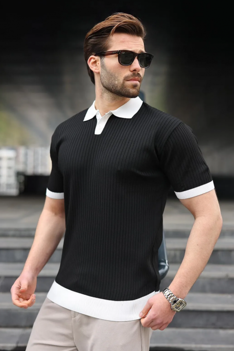 Polo męskie RONELMO BLACK, Kolor : czarny, IVET.PL - Modna odzież