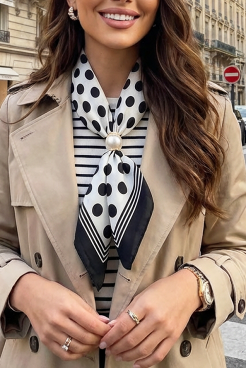 Apaszka FOLINZA, Kolor : czarny z białym, IVET.PL - Modna odzież