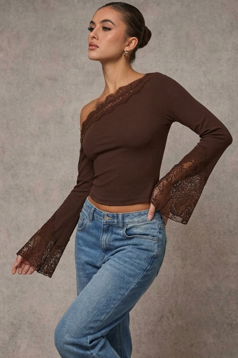 Bluzka ZAROLIA BROWN, Kolor : brązowy, IVET.PL - Modna odzież