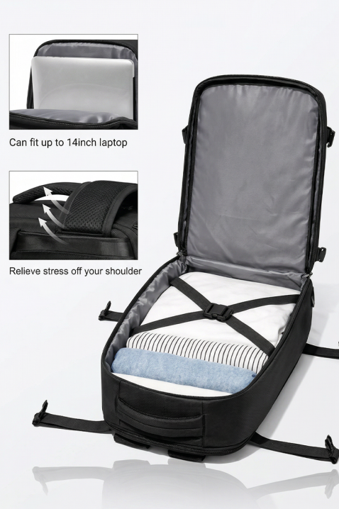 Plecak kabinowy ROLNEZA BLACK, Kolor : czarny, IVET.PL - Modna odzież