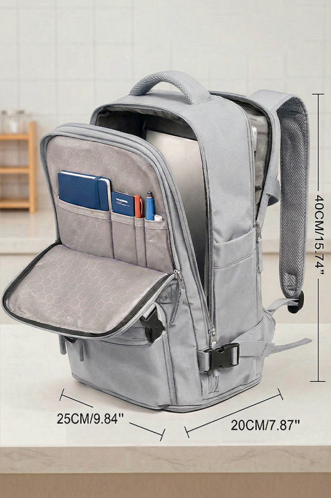 Plecak kabinowy ROLNEZA GREY – zgodny z wymogami Ryanair/Wizz Air, Kolor : szary, IVET.PL - Modna odzież