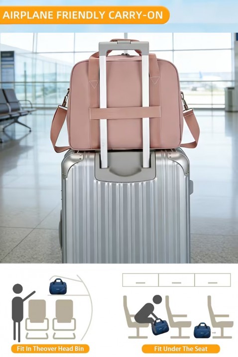 Torba podróżna WINDINZA PUDRA – zgodna z wymaganiami Ryanair/Wizz Air, Kolor : pudrowy róż, IVET.PL - Modna odzież