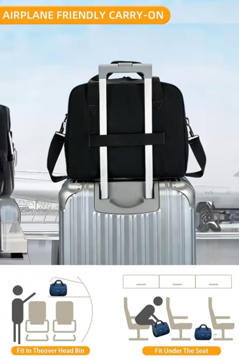 Torba podróżna WINDINZA BLACK – zgodna z wymaganiami Ryanair/Wizz Air, Kolor : czarny, IVET.PL - Modna odzież