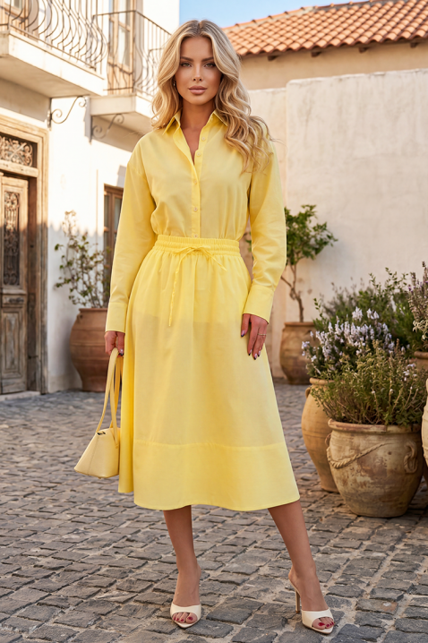 Komplet zwiewnej spódnicy i delikatnej koszuli o luźnym kroju SOLARIA ŻÓŁTY, Kolor : żółty, IVET.PL - Modna odzież