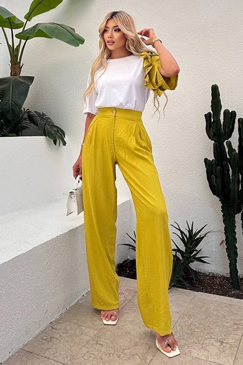 Codzienny nowoczesny zestaw ze spektakularnym rękawem HIRDONA MUSTARD, Kolor : musztardowy, IVET.PL - Modna odzież