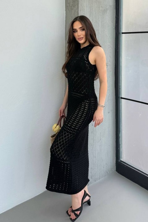 Dzianinowa sukienka plażowa bez rękawów SOLMIRA BLACK, Kolor : czarny, IVET.PL - Modna odzież