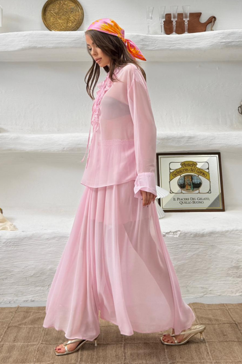 Przewiewny i lekki dwuczęściowy komplet na co dzień MERLINA PINK, Kolor : różowy, IVET.PL - Modna odzież