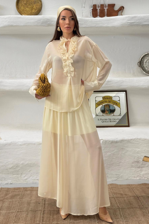 Przewiewny i lekki dwuczęściowy komplet na co dzień MERLINA YELLOW, Kolor : żółty, IVET.PL - Modna odzież