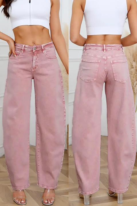 Jeansy ZAGROLDA PUDRA, Kolor : pudrowy róż, IVET.PL - Modna odzież