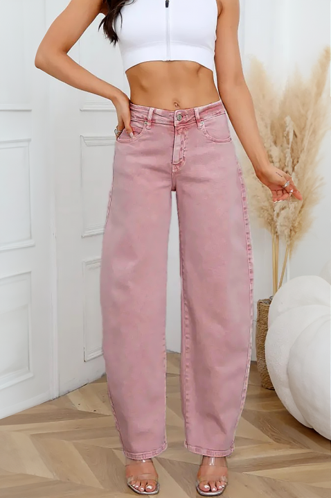 Jeansy ZAGROLDA PUDRA, Kolor : pudrowy róż, IVET.PL - Modna odzież