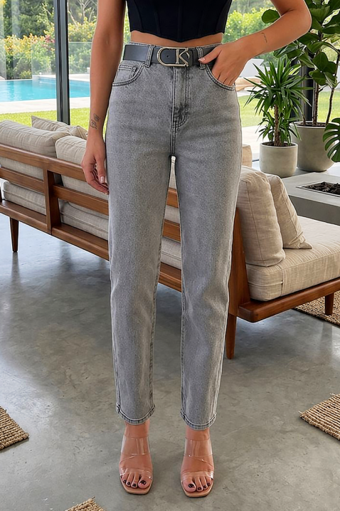 Damskie jeansy z wysokim stanem i luźnym krojem RENZITA, Kolor : denim, IVET.PL - Modna odzież