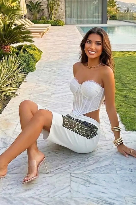 Szorty damskie z nadrukiem w panterkę SIREVA WHITE, Kolor : biały, IVET.PL - Modna odzież