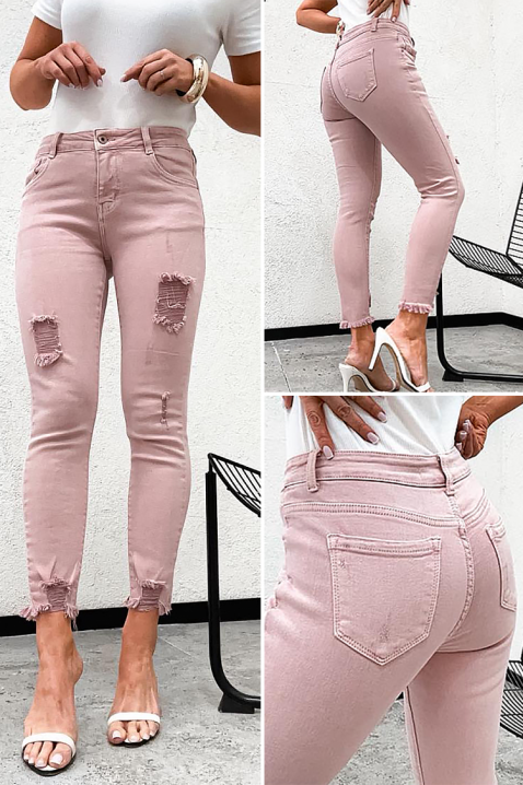 Długie damskie jeansy ze średnim stanem i przetarciami NANETA, Kolor : denim, IVET.PL - Modna odzież