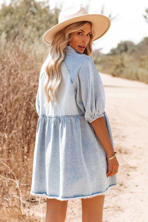 Letnia krótka sukienka jeansowa z guzikami na całej powierzchni OLBIA, Kolor : denim, IVET.PL - Modna odzież