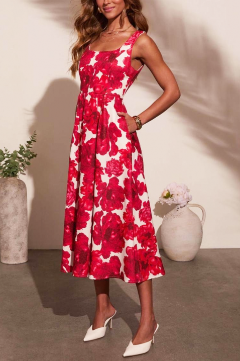 Sukienka midi z kwiatowym nadrukiem i nowoczesnym designem DEALINA, Kolor : wielokolorowy, IVET.PL - Modna odzież