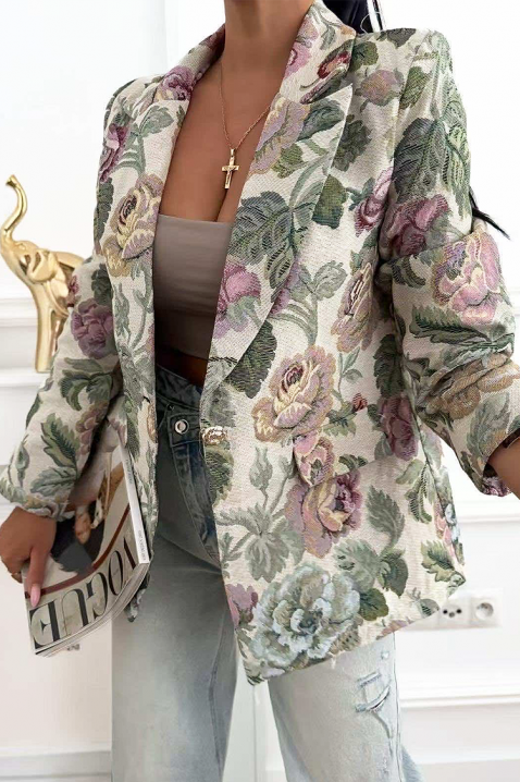Klasyczna damska kurtka z nowoczesnym kwiatowym akcentem KELSY, Kolor : wielokolorowy, IVET.PL - Modna odzież