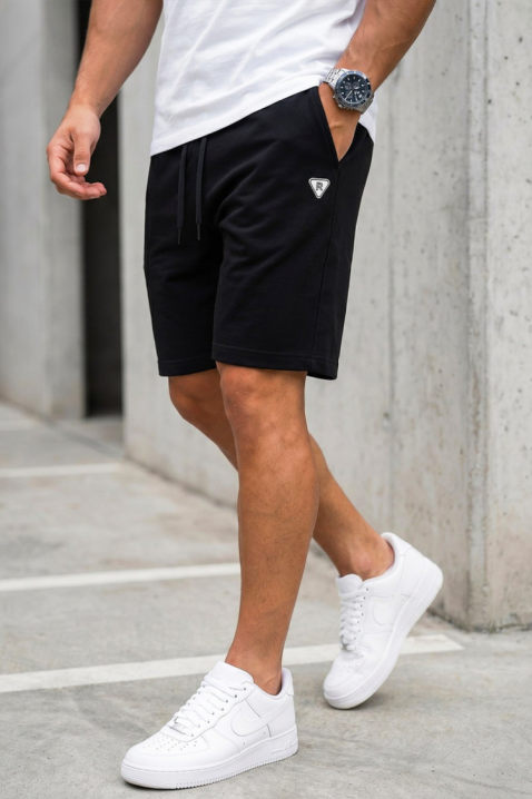 Czarne szorty męskie z gumką ROVENZO, Kolor : czarny, IVET.PL - Modna odzież