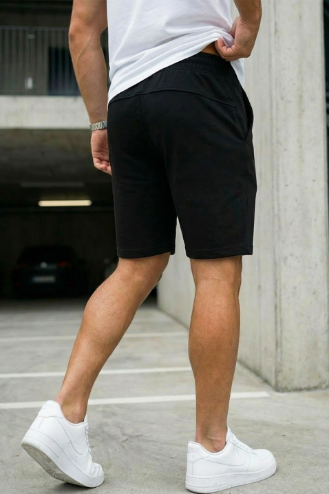 Czarne szorty męskie z gumką ROVENZO, Kolor : czarny, IVET.PL - Modna odzież