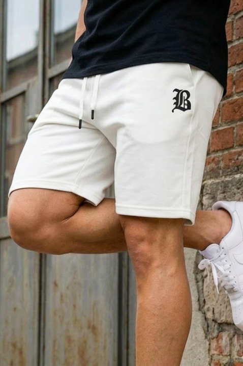 Lekkie męskie szorty z logo i gumką KELVITO, Kolor : ecru, IVET.PL - Modna odzież