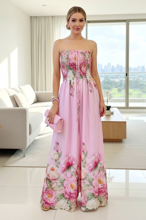 Długa sukienka damska z kwiatowym nadrukiem i gorsetem LAREZA, Kolor : wielokolorowy, IVET.PL - Modna odzież