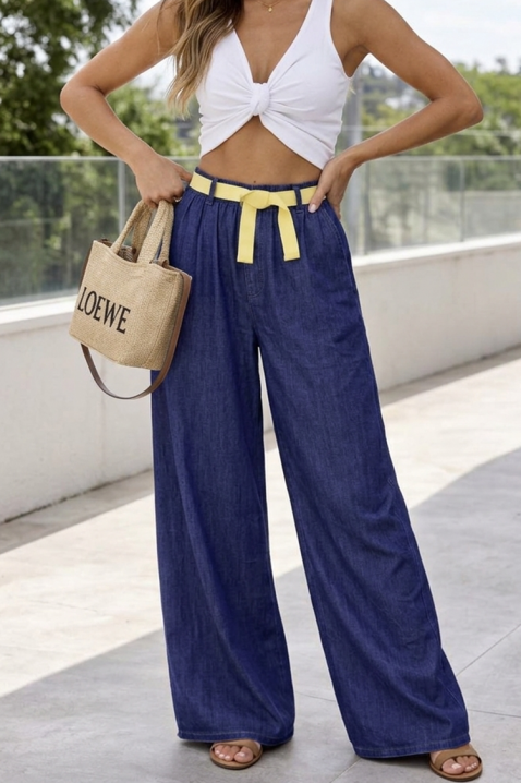 Luźne jeansy LUXERA BLUE z ozdobnym paskiem, Kolor : denim, IVET.PL - Modna odzież