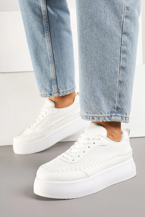 Stylowe damskie sneakersy na wysokiej platformie BLESINDA, Kolor : biały, IVET.PL - Modna odzież