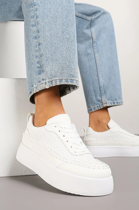 Stylowe damskie sneakersy na wysokiej platformie BLESINDA, Kolor : biały, IVET.PL - Modna odzież
