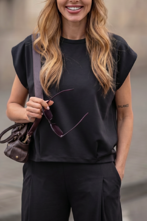 Stylowy komplet ze spodniami i topem BRITANY BLACK, Kolor : czarny, IVET.PL - Modna odzież