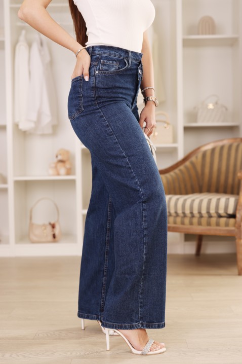 Damskie jeansy z wysokim stanem i szerokimi nogawkami NUREXA, Kolor : denim, IVET.PL - Modna odzież