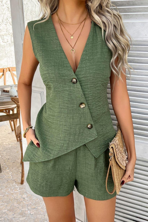 Komplet damski z elegancką kamizelką i szortami JOLIYA KHAKI, Kolor : khaki, IVET.PL - Modna odzież