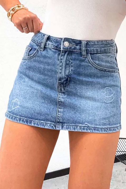 Spódnica-spodnie mini z jeansu z wysokim stanem LOVIREA, Kolor : denim, IVET.PL - Modna odzież