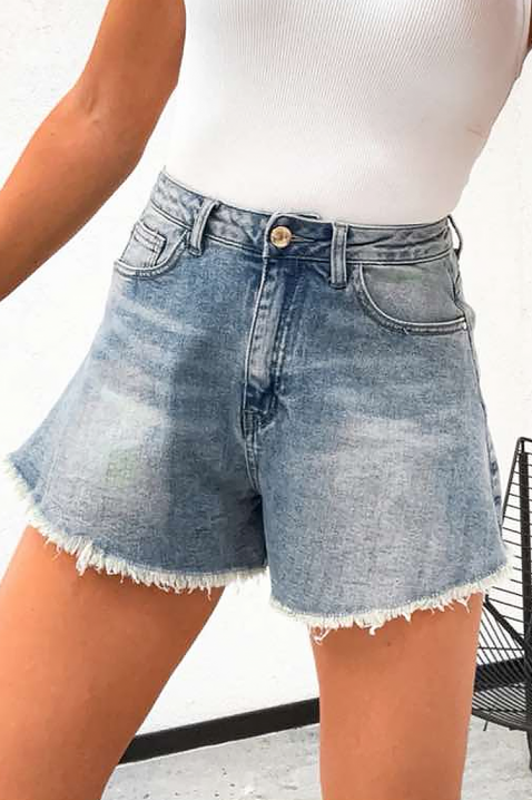 Damskie szorty jeansowe o czystym designie KERYNA, Kolor : denim, IVET.PL - Modna odzież