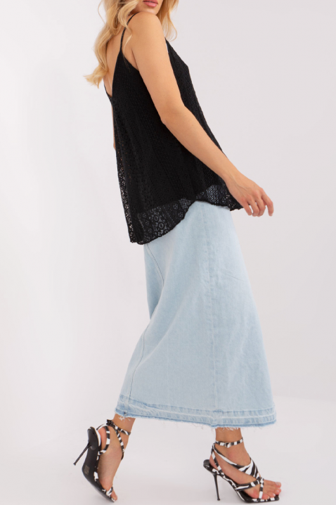 Top damski z delikatnej koronki w stylu boho BOGELSA BLACK, Kolor : czarny, IVET.PL - Modna odzież